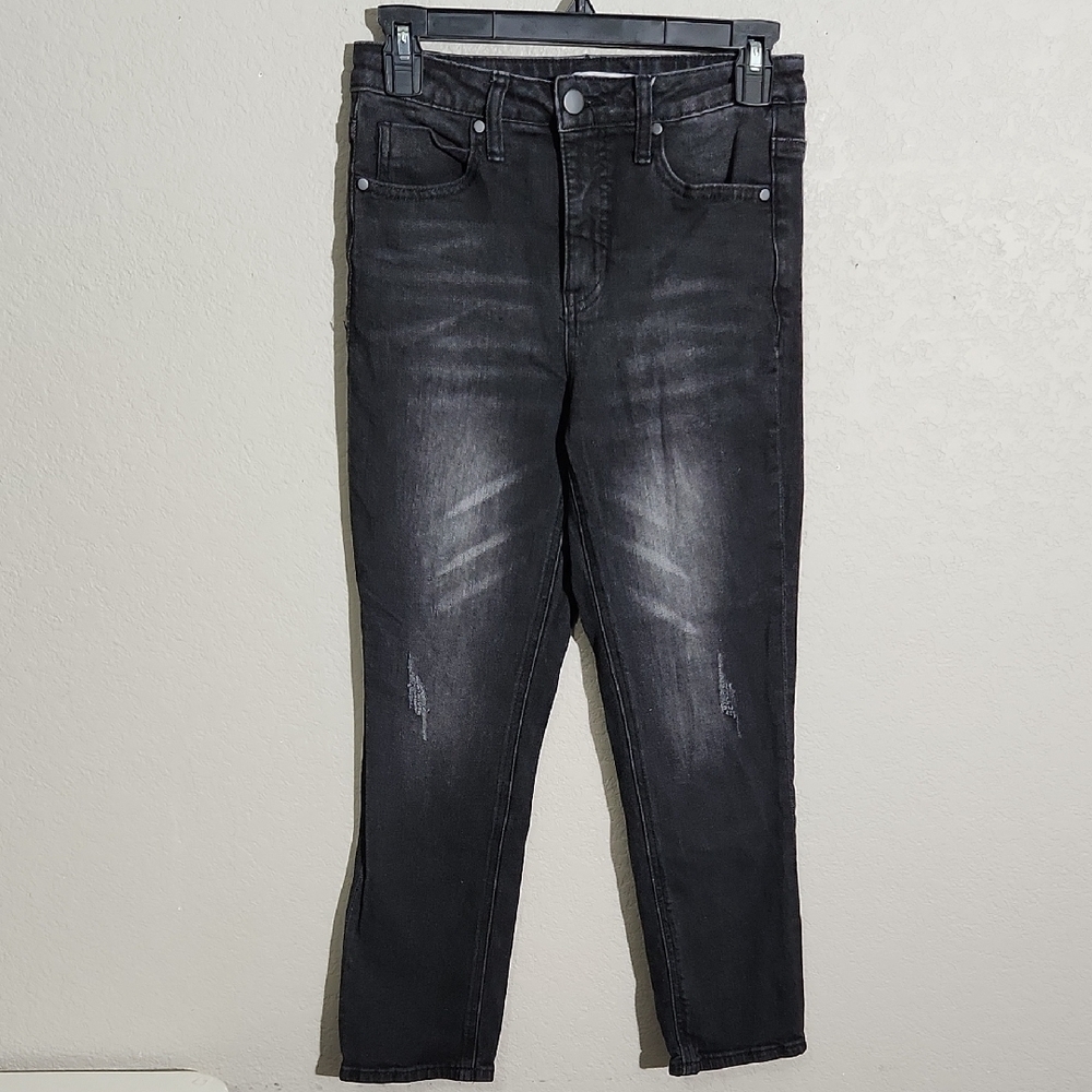 BP Jeans Womens High Rise Size 27 Black Distressed White Whiskering